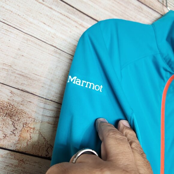 Women's MARMOT FUSION JACKET Lightweight Running Pockets Teal Blue XS/TP - Picture 7 of 16